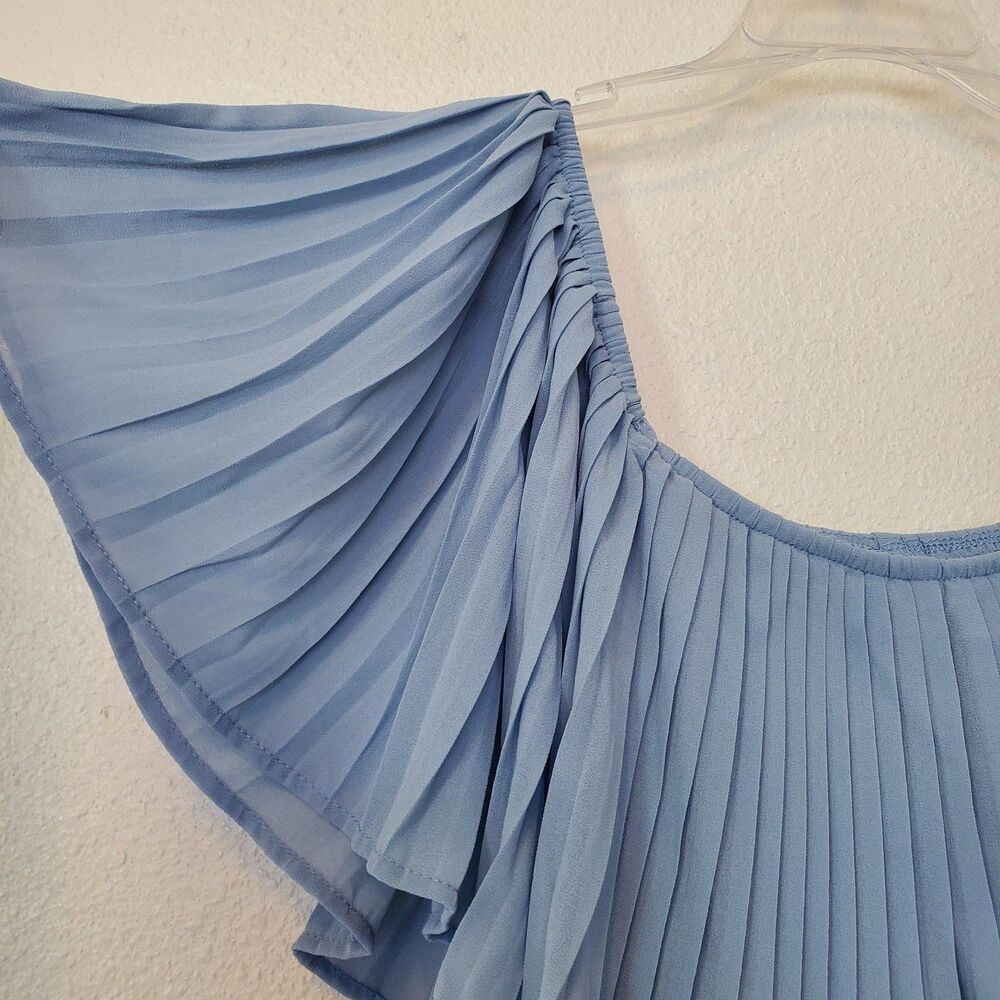 Soieblu Pleated Dress Off Shoulder Elastic Sky Blue Long Womens Sz Small - Picture 5 of 16